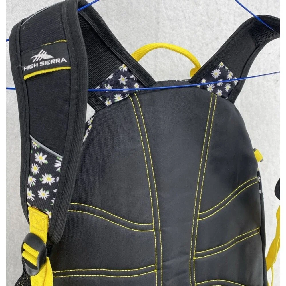 High Sierra Loop Backpack Daisy Floral Print Black Yellow School Travel Daypack